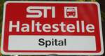 (130'299) - STI-Haltestellenschild - Thun, Spital - am 10.