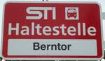 (130'300) - STI-Haltestellenschild - Thun, Berntor - am 10.