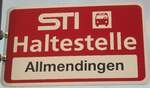 (133'315) - STI-Haltestellenschild - Thun, Allmendingen - am 16.