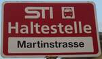 (133'319) - STI-Haltestellenschild - Thun, Martinstrasse - am 16.