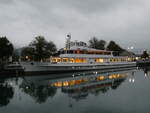 (240'478) - Motorschiff Beatus am 2. Oktober 2022 an der Schiffl�ndte Thun