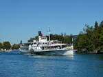  55'451) - Dampfschiff Bl�mlisalp am 20. September 2023 beim Schadaupark bei Thun