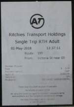 (269'096) - Aus Neuseeland: Ritchies Transport-Einzelbillet vom 1.