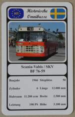 (271'112) - Quartett-Spielkarte mit Scania-Vabis / SKV BF 76-59 von 1966 am 12.