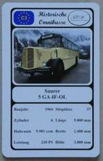 (271'632) - Quartett-Spielkarte mit Saurer 5 GA 4F-OL von 1964 am 2.