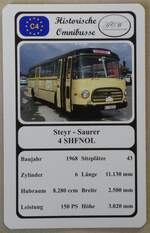 (271'633) - Quartett-Spielkarte mit Steyr - Saurer 4 SHFNOL von 1968 am 2.