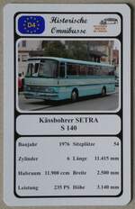 (271'821) - Quartett-Spielkarte mit Kssbohrer SETRA S 140 von 1976 am 9. Februar 2025 in Thun