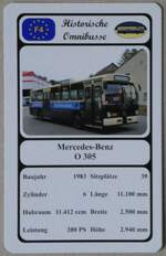 (272'452) - Quartett-Spielkarte mit Mercedes-Benz O 305 von 1983 am 23.