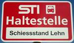 (135'479) - STI-Haltestellenschild - Unterseen, Schiessstand Lehn - am 14.