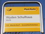 (233'975) - PostAuto-Haltestellenschild - Worb, Wyden Schulhaus - am 20.