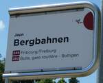 (251'551) - tpf-Haltestellenschild - Jaun, Bergbahnen - am 15.