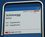 (228'568) - GLARNER BUS/SBB CFF FFS-Haltestellenschild - Nfels, Schnegg - am 2.