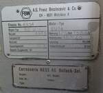 (281'613) - Typenschilder - Dubach, Walde - am 18. Oktober 2025 in Nfels, FBW-Museum