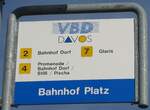 (167'824) - VBD-Haltestellenschild - Davos, Bahnhof Platz - am 19.