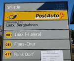 (167'963) - PostAuto-Haltestellenschild - Laax, Bergbahnen - am 26.