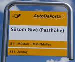 (277'054) - PostAuto-Haltestellenschild - Ssom Giv (Passhhe) - am 19.