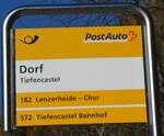 (230'020) - PostAuto-Haltestellenschild - Tiefencastel, Dorf - am 6.