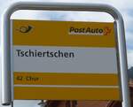(194'799) - PostAuto-Haltestellenschild - Tschiertschen, Tschiertschen - am 15.