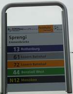 (132'980) - AutoAG/ROTTAL AUTO AG/PostAuto/ebus-Haltestellenschild - Emmenbrcke, Sprengi - am 11. Mrz 2011