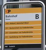 (260'297) - +P-Haltestellenschild - Stans, Bahnhof - am 12.