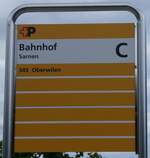(276'444) - +P-Haltestellenschild - Sarnen, Bahnhof - am 7. Juni 2025