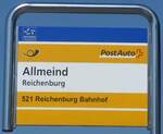 (216'881) - PostAuto-Haltestellenschild - Reichenburg, Allmeind - am 9.