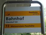 (146'790) - PostAuto-Haltestellenschild - Oberdorf SO, Bahnhof - am 31.