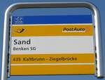 (194'529) - PostAuto-Haltestellenschild - Benken SG, Sand - am 7.