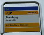 (241'627) - PostAuto-Haltestellenschild - Benken, SG, Starrberg - am 20.