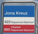 (181'128) - ZVV/RJ-Haltestellenschild - Jona, Kreuz - am 15.