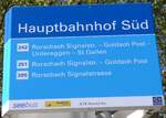 (169'944) - seebus/PostAuto/RTB-Haltestellenschild - Rorschach, Hauptbahnhof Sd - am 12.