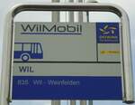 (140'453) - WilMobil/PostAuto-Haltestellenschild - Wil, Bahnhof - am 11.