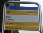 (214'057) - PostAuto-Haltestellenschild - Wildhaus, Dorf - am 1.