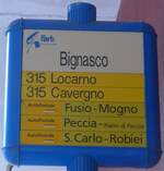 (213'887) - Fart/PostAuto-Haltestellenschild - Bignasco, Bignasco - am 18.