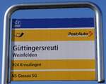 (272'633) - PostAuto-Haltestellenschild - Weinfelden, Gttingersreuti - am 4.