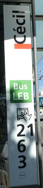(228'846) - tl/Bus LEB-Haltestellenschild - Lausanne, Ccil - am 11.