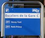 (269'218) - VMCV-Haltestellenschild - Montreux, Escaliers de la Gare - am 16. November 2024