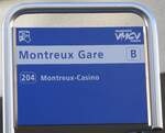 (269'220) - VMCV-Haltestellenschild - Montreux, Gare - am 16.