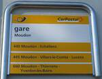 (161'400) - PostAuto-Haltestellenschild - Moudon, gare - am 28.