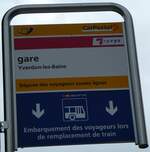 (230'687) - PostAuto/travys-Haltestellenschild - Yverdon-les-Bains, gare - am 13.