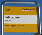 (158'060) - PostAuto-Haltestellenschild - Anzre, tlcabine - am 1.