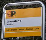 (270'548) - +P-Haltestellenschild - Anzre, tlcabine - am 2. Januar 2025