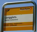 (146'238) - PostAuto-Haltestellenschild - Blatten (Ltschen), Langglet.- am 5.