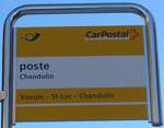 (178'098) - PostAuto-Haltestellenschild - Chandolin, poste - am 21. Januar 2017