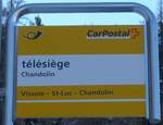 (178'104) - PostAuto-Haltestellenschild - Chandolin, tlsige - am 21.