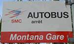 (158'186) - SMC-Haltestellenschild - Montana, Gare - am 4.