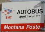 (158'203) - SMC-Haltestellenschild - Montana, Poste - am 4. Januar 2015