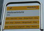 (256'629) - PostAuto-Haltestellenschild - Glis, Holowistutz - am 2.