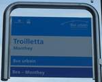 (158'118) - Bus urbain-Haltestellenschild - Monthey, Troilletta - am 2.