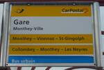 (177'514) - PostAuto/Bus urbain-Haltestellenschild - Monthey-Ville, Gare - am 1.